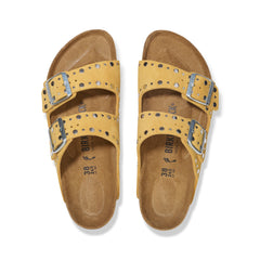 Arizona Rivet Ochre Suede Leather