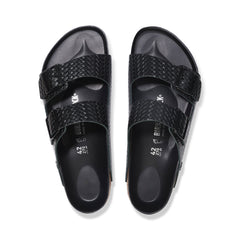 Arizona Semi-Exquisite Woven Emboss Black Smooth Leather