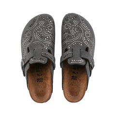 Boston Injected Rivets Gunmetal Suede Leather