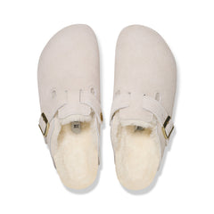 Boston Shearling Antique White Suede Leather/Shearling
