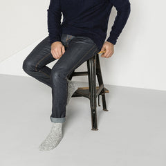 Cotton Slub Socks M Grey White