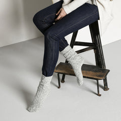 Cotton Slub Socks W Grey White