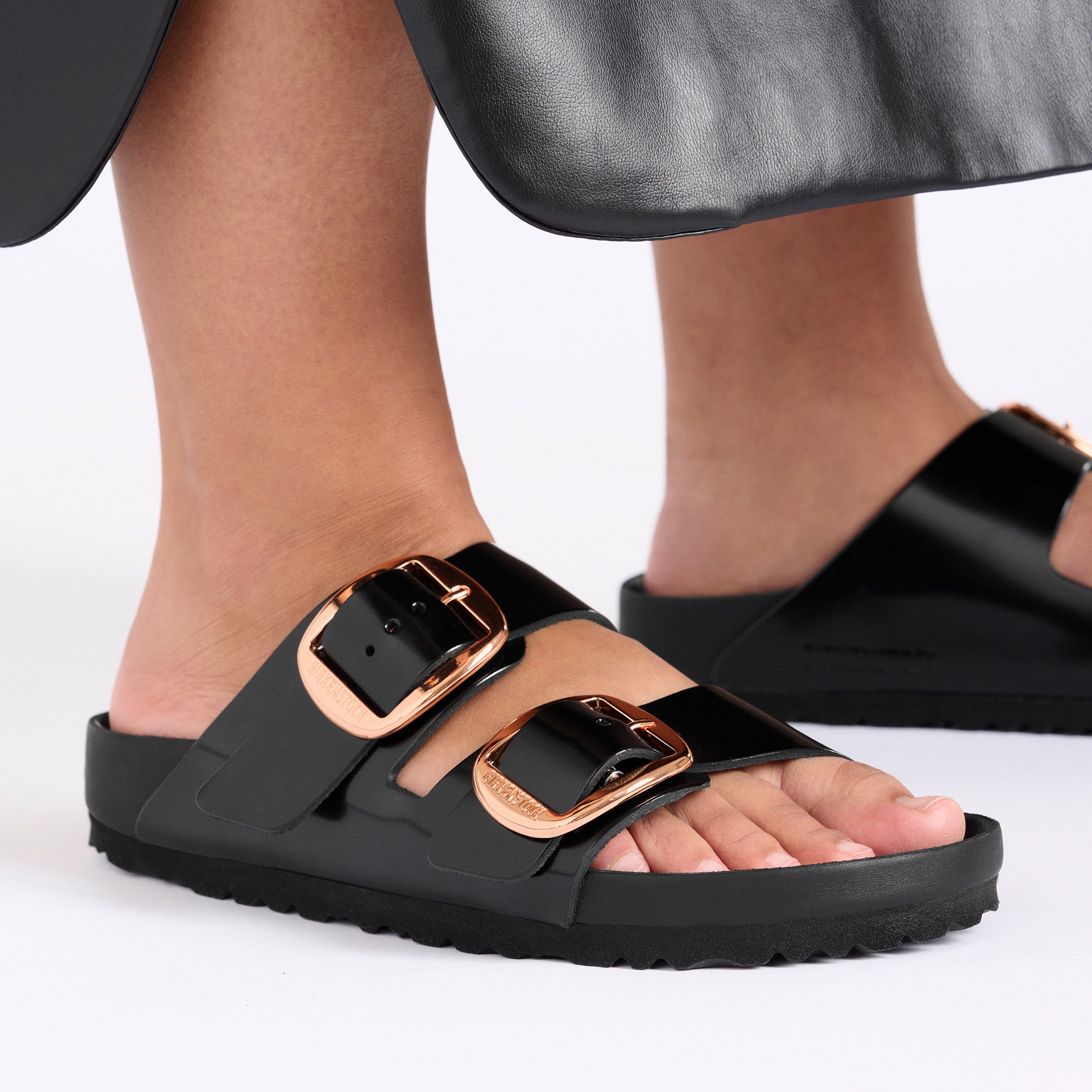 Arizona Big Buckle Exquisite High Shine Black Natural Leather Patent