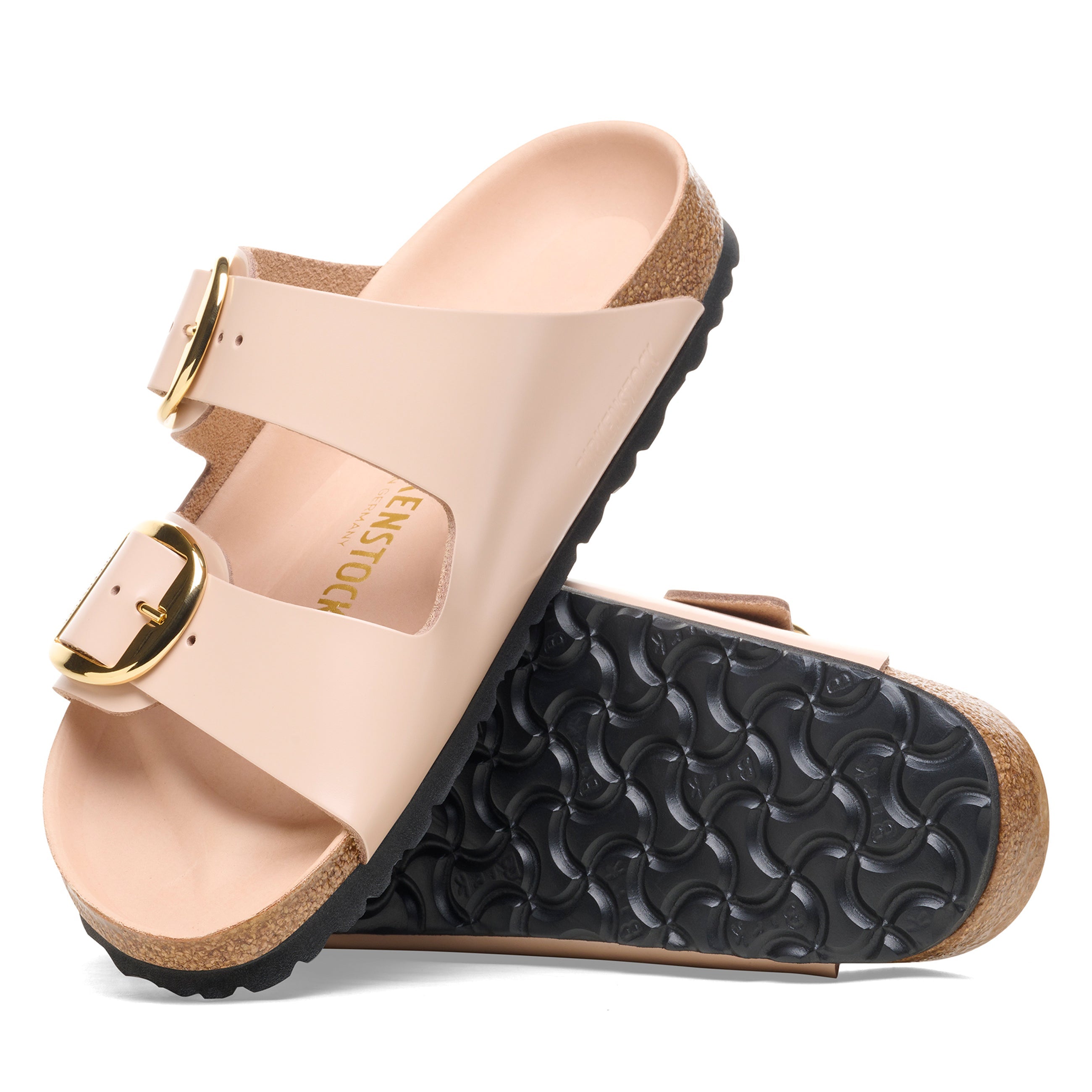 Arizona Big Buckle High Shine New Beige Natural Leather Patent
