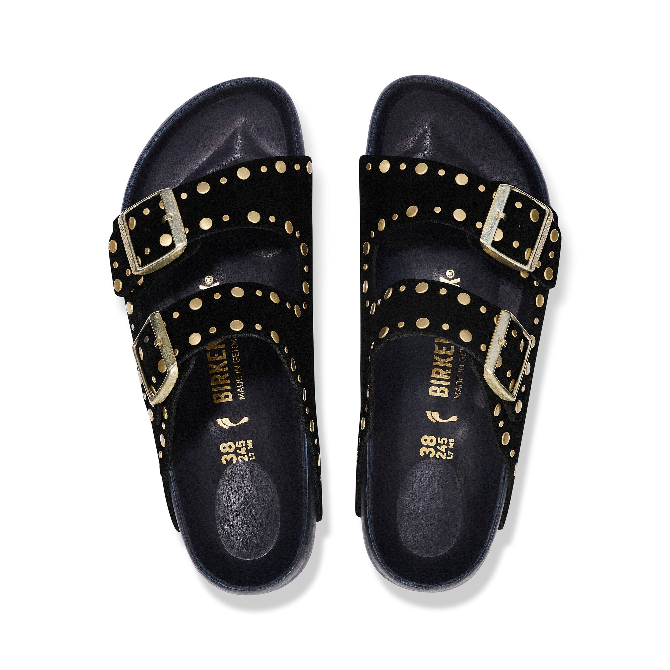 Arizona Exquisite Rivets Black Suede Leather