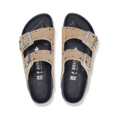 Arizona Exquisite Rivets Taupe Suede Leather
