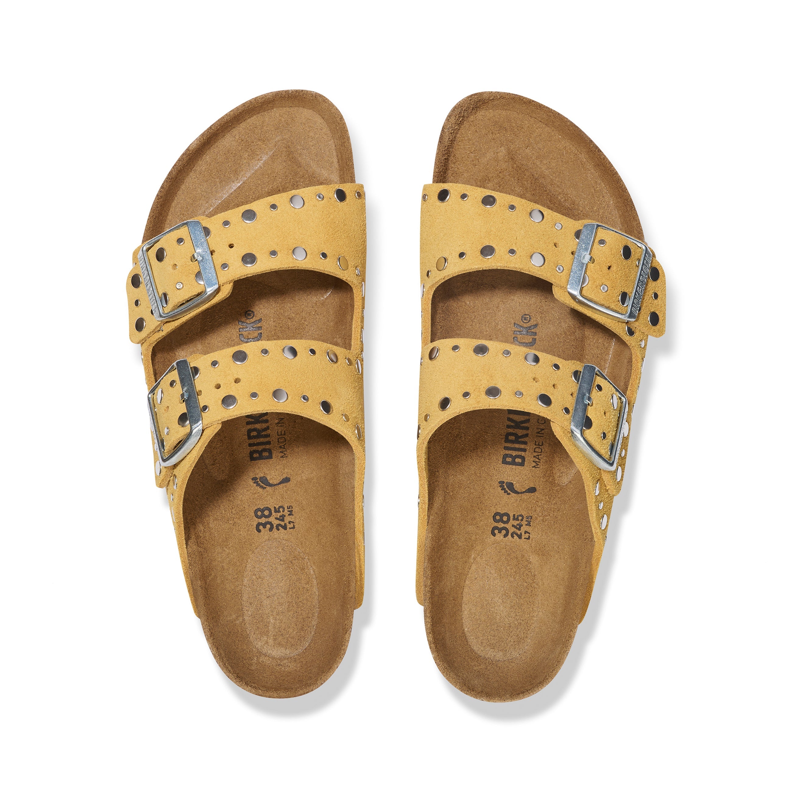 Arizona Rivet Ochre Suede Leather