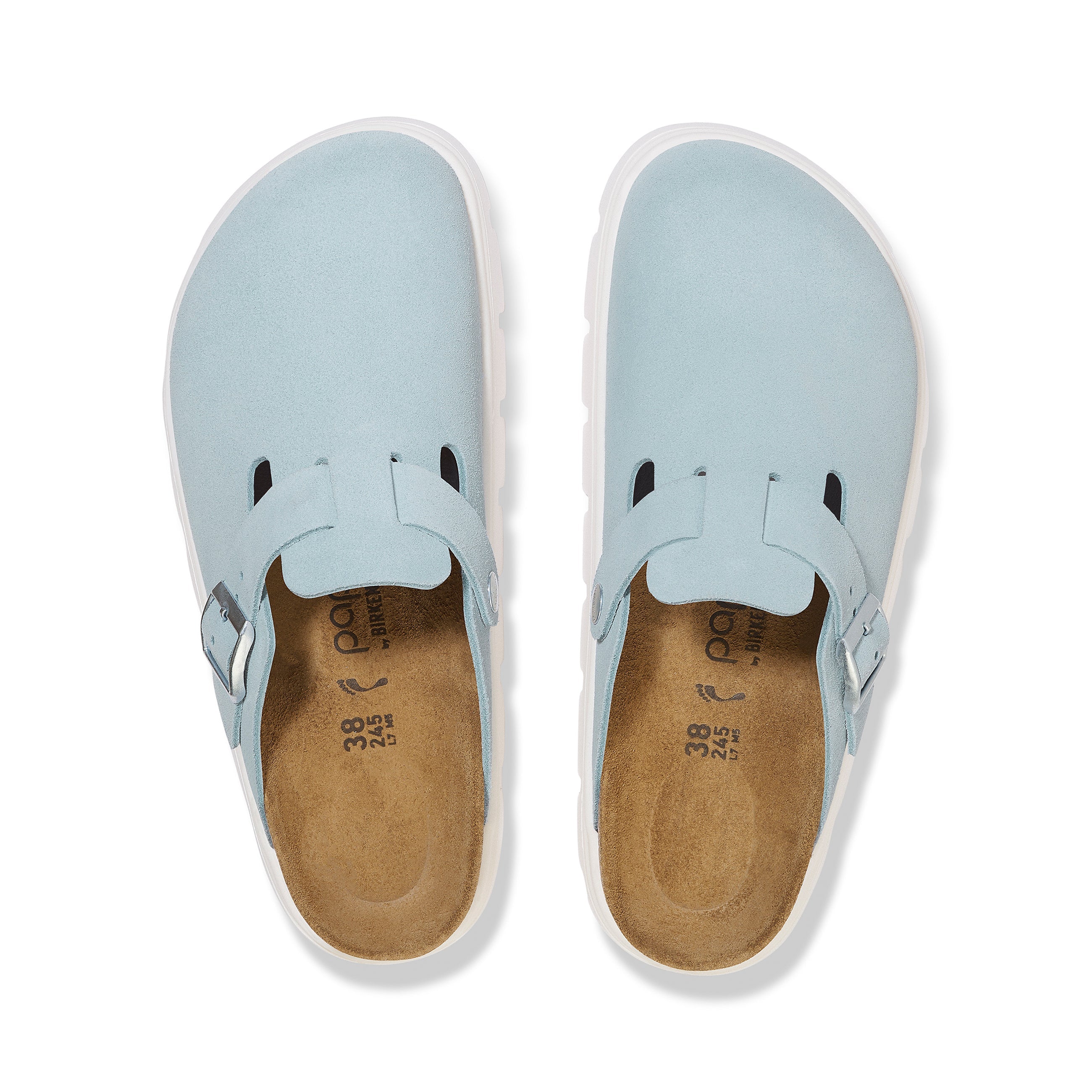 Boston Chunky Baby Blue Suede Leather
