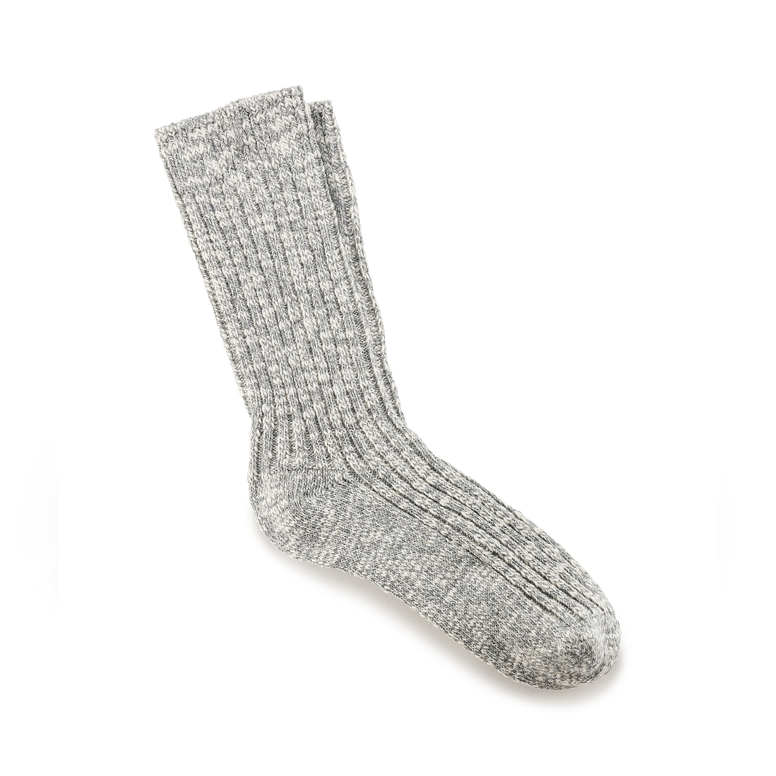 Cotton Slub Socks W Grey White