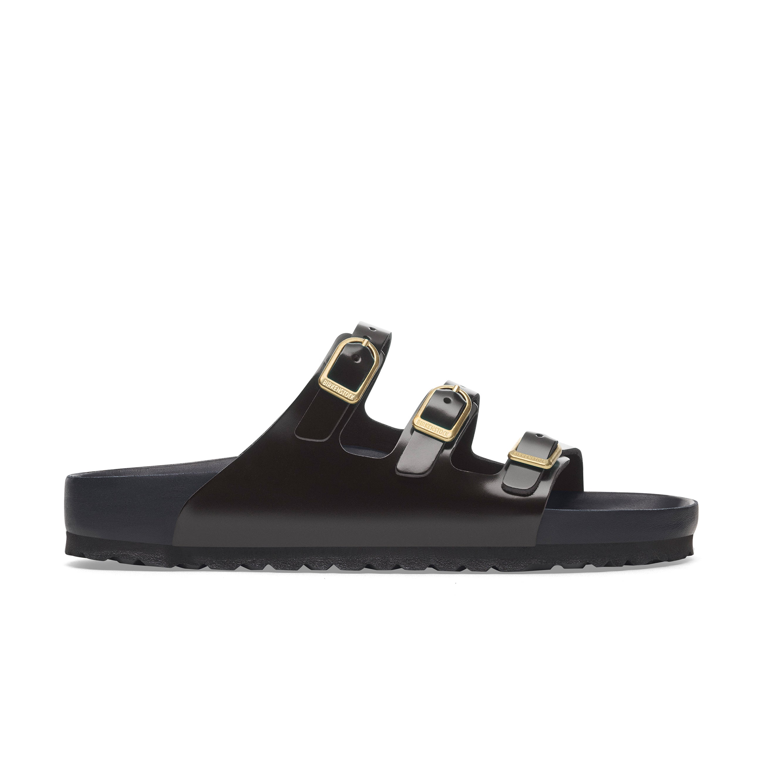 Florida D-Buckle Exquisite High Shine Black Natural Leather Patent