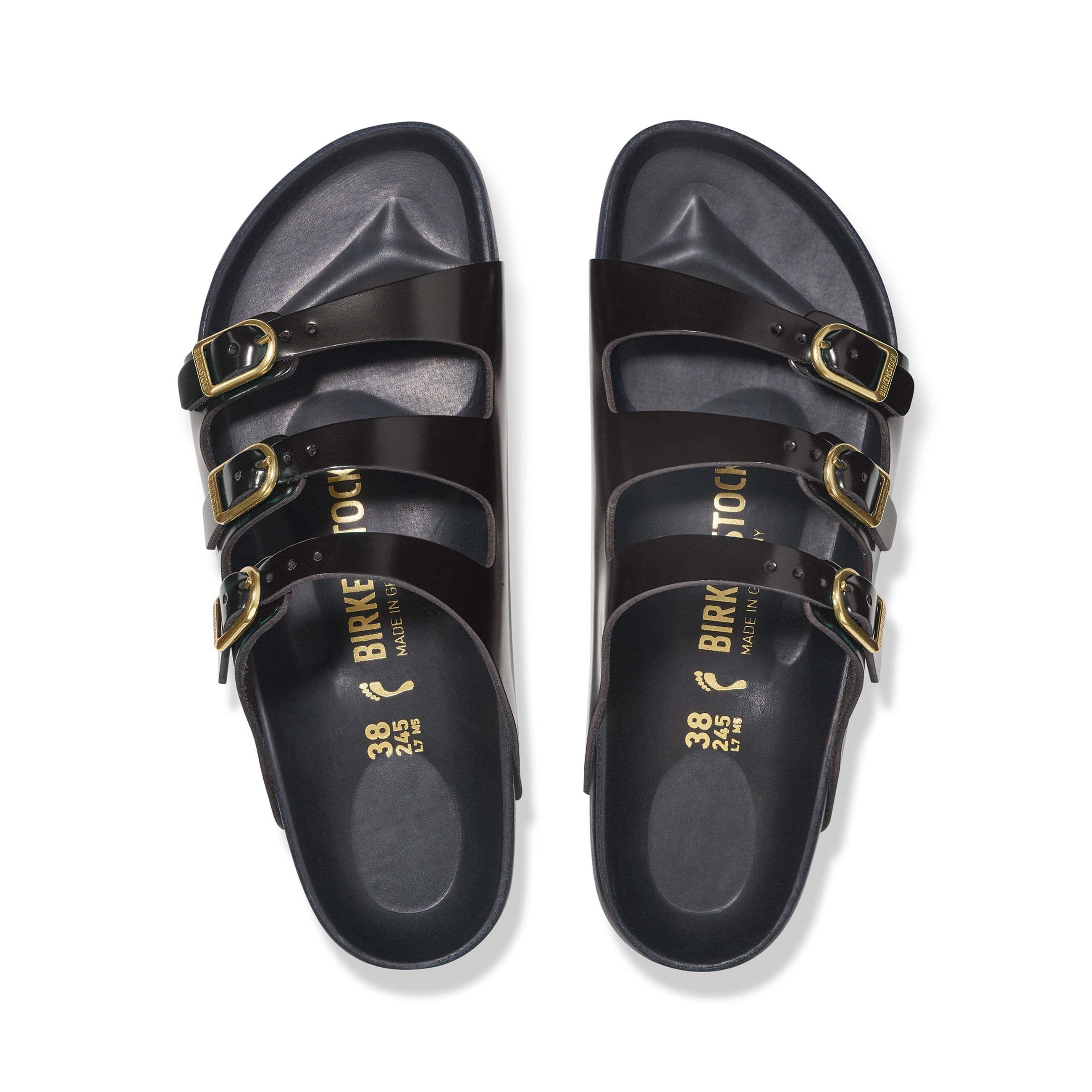Florida D-Buckle Exquisite High Shine Black Natural Leather Patent