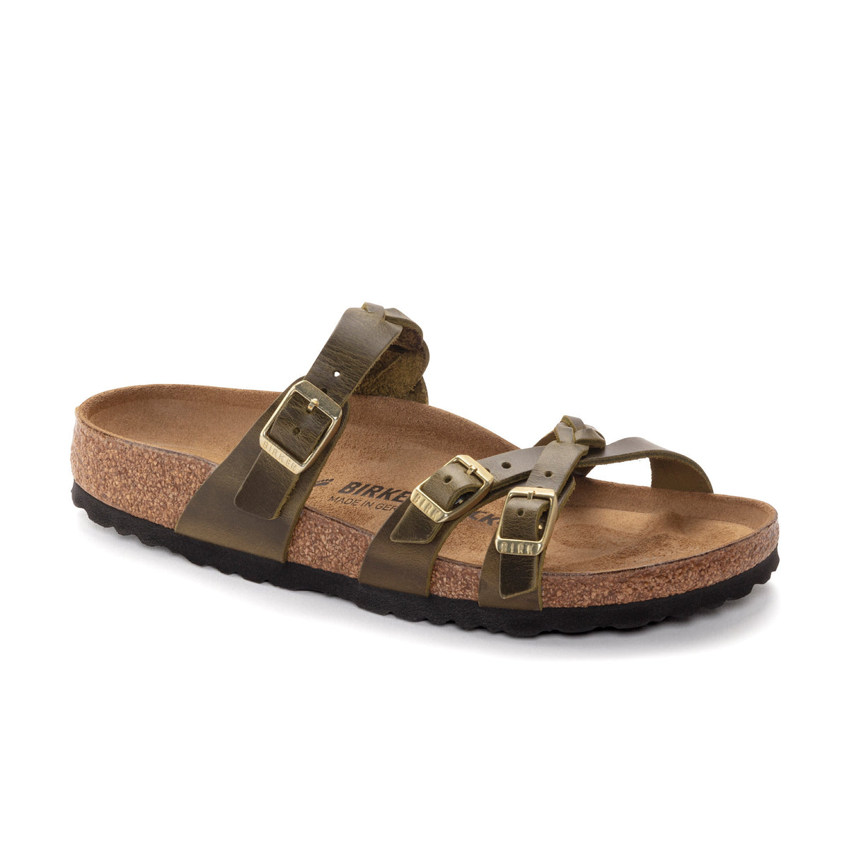 Franca Braided Green Olive Oiled Leather