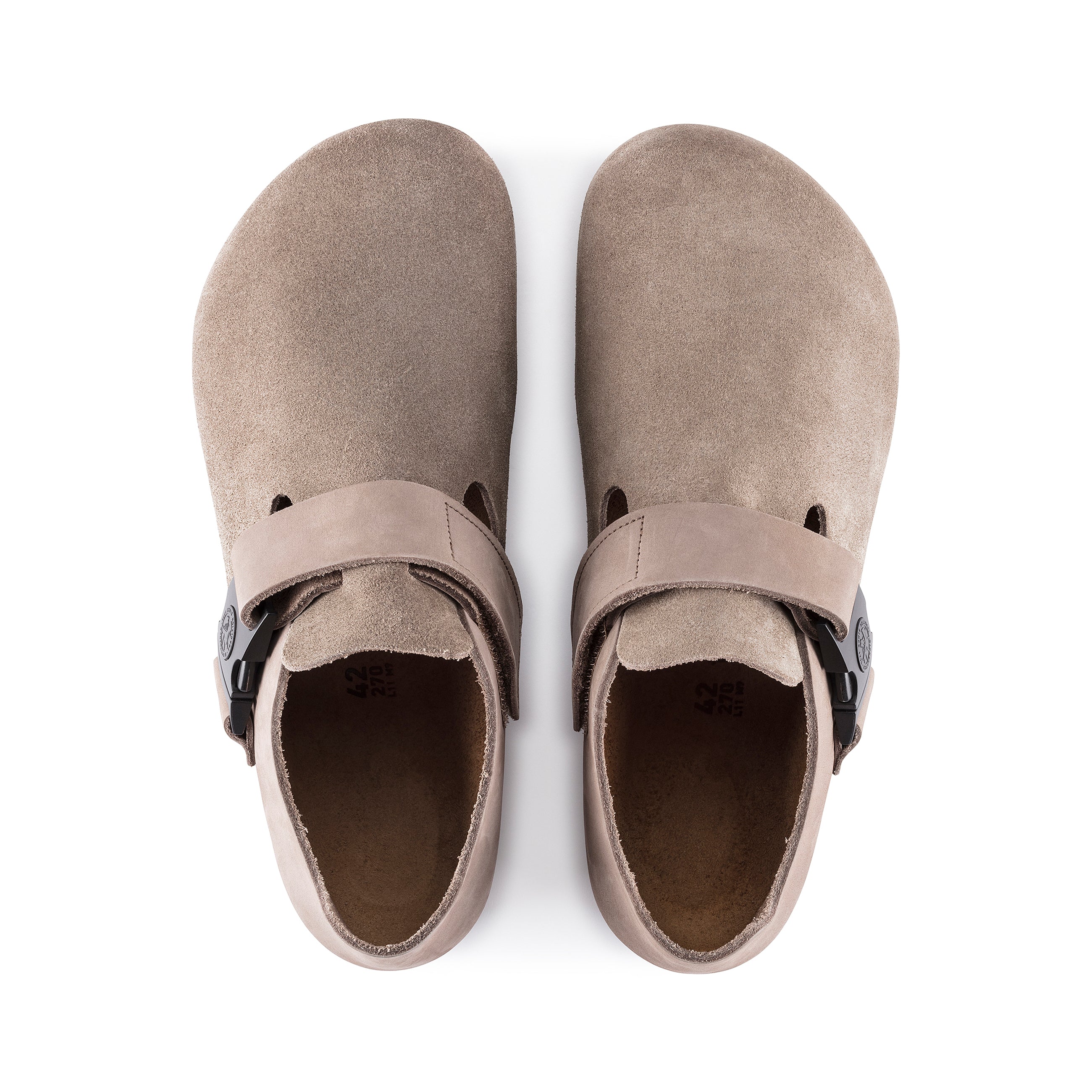 London QR Buckle Taupe Suede Leather