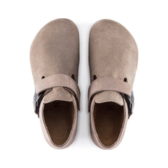 London QR Buckle Taupe Suede Leather