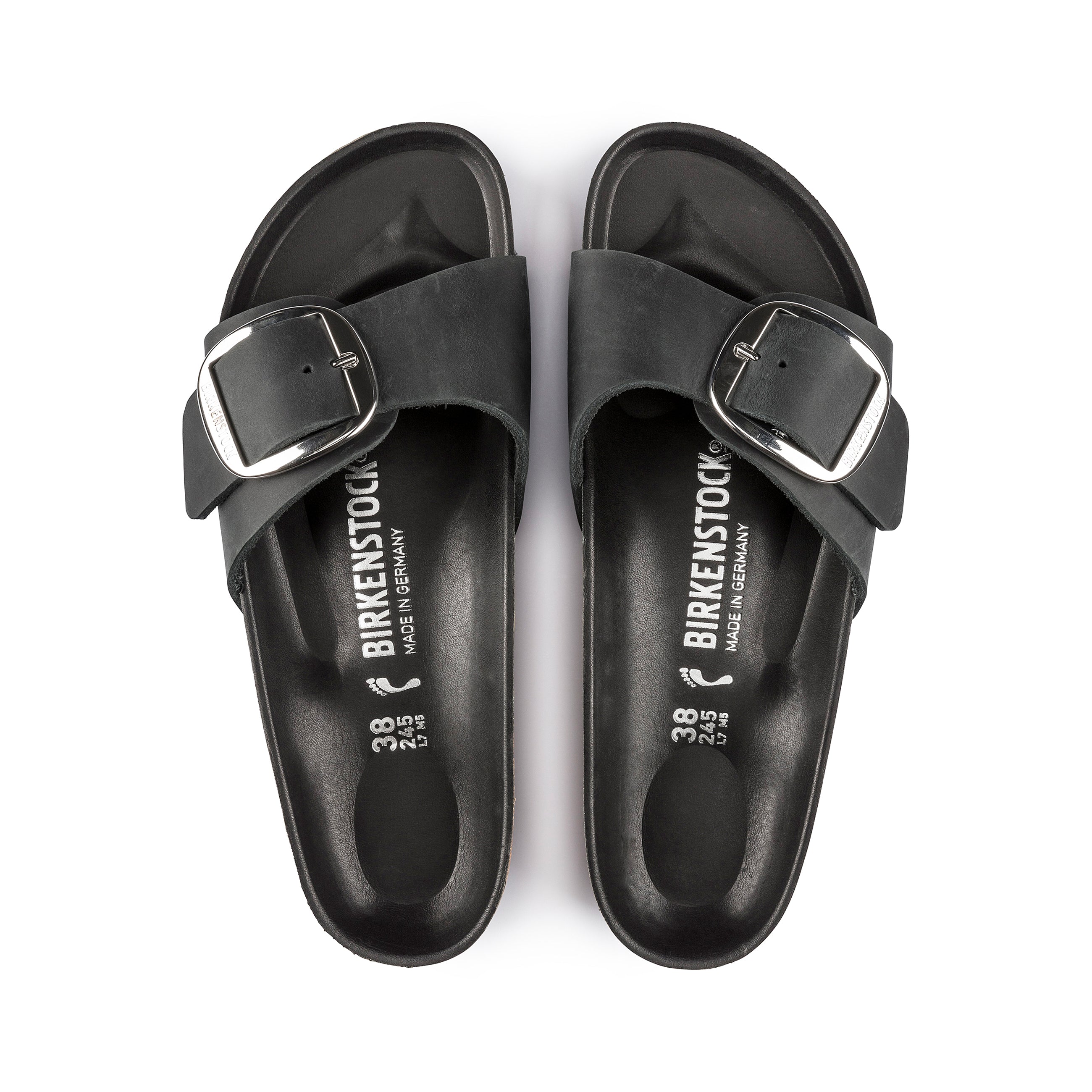 Madrid Big Buckle Black Oiled Leather