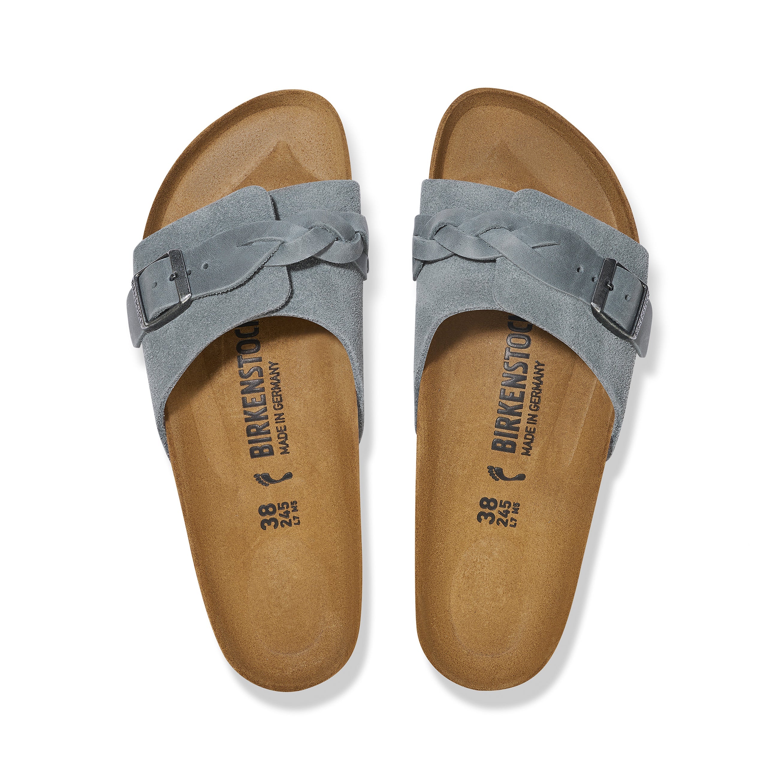 Oita Braided Basalt Grey Suede Leather