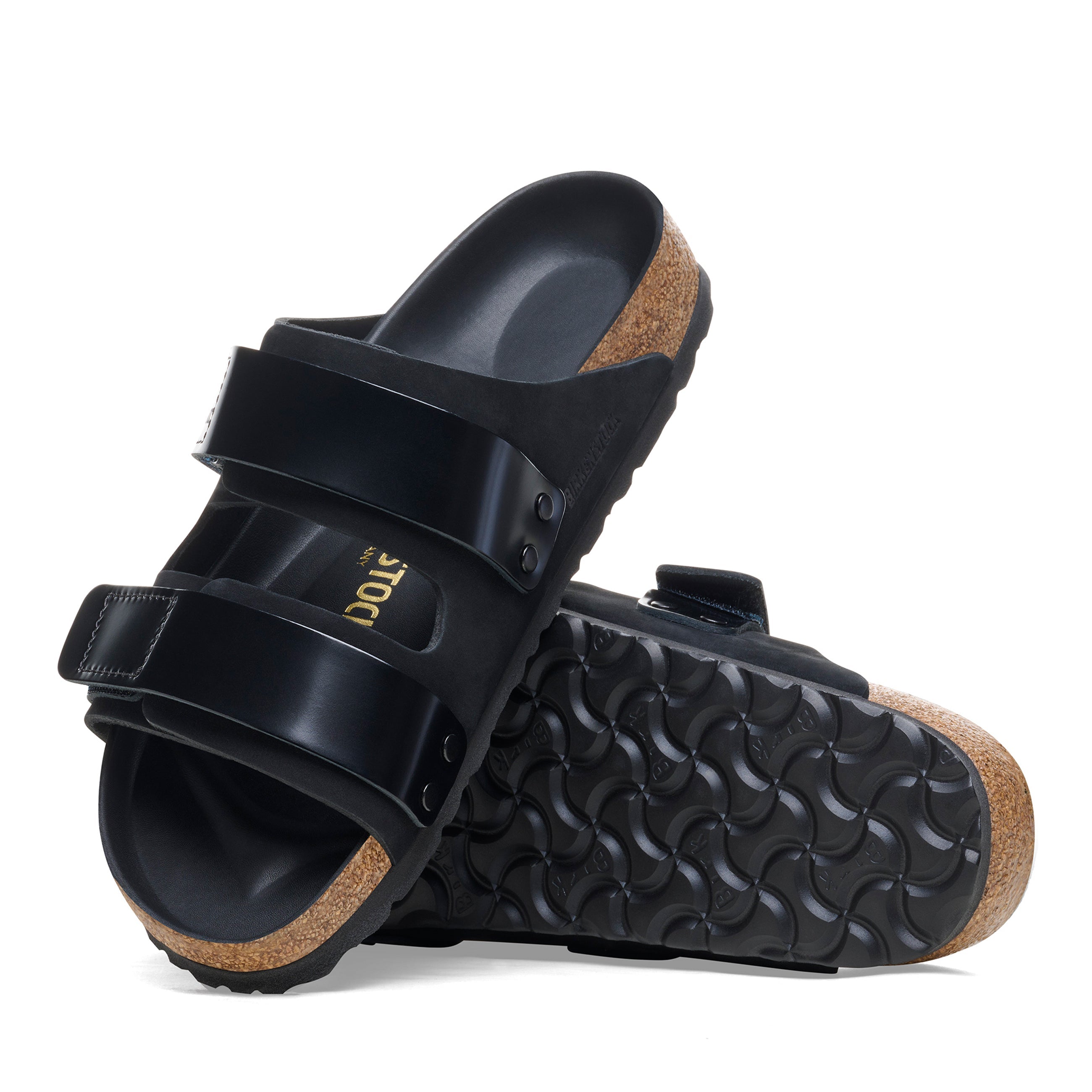Uji High Shine Black Nubuck Leather